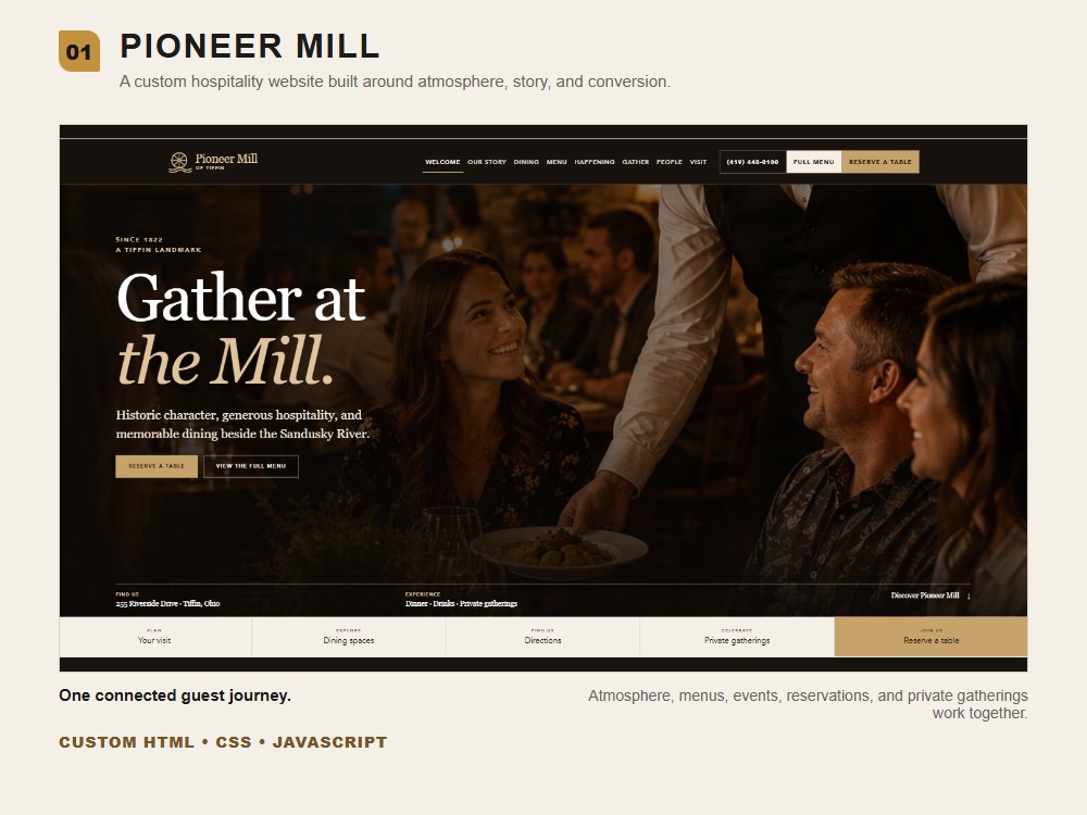 Slide 1 of 12: Pioneer Mill hospitality website